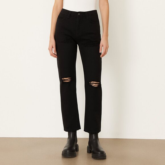 Lively Lumina Denim - A405 • Obey Mid Rise Distressed Black Jeans – Straight Leg Denim